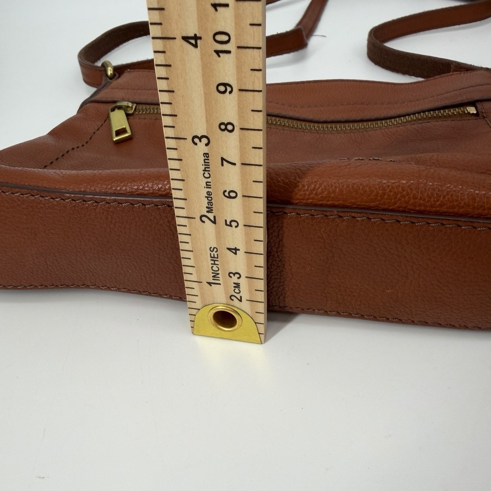 Fossil Brown Leather Crossbody Purse Shoulder Bag Minimalist Pebbled Medium - Picture 11 of 15